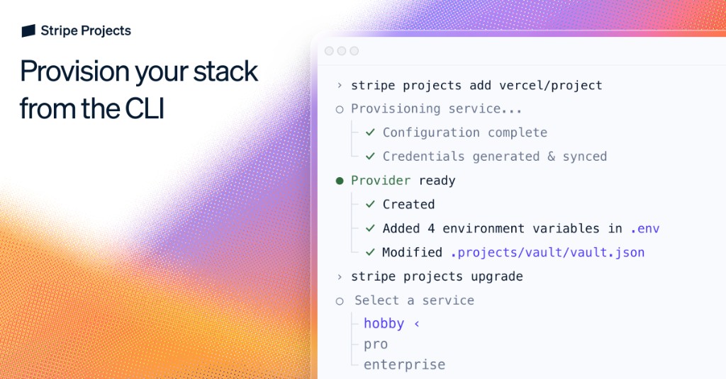 Stripe Projects: Provision and manage services from the CLI