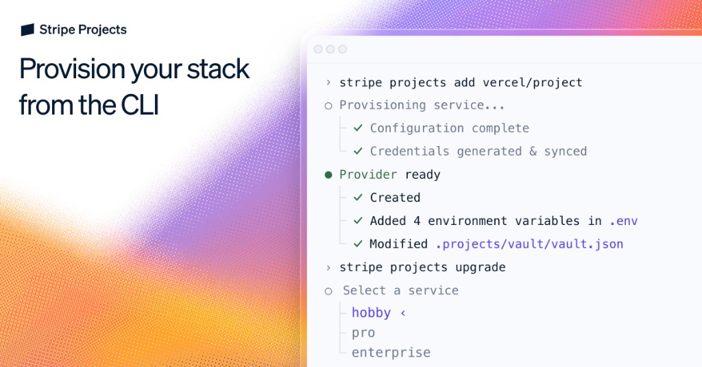 Stripe Projects: Provision and manage services from the CLI